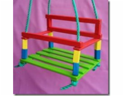 Houpačka dětská dřevo barevná 35x27 cm lano 170 cm