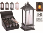 Lucerna vánoční 13 cm 3 LED svíčky mix 4 druhů