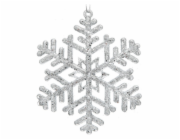 Ozdoba vločka stříbrná s glitry závěsná 2 ks 10 cm