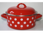 Rendlík smalt 24 cm červený s bílým puntíkem