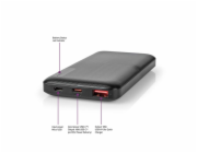 Nedis UPBKPD10000BK - Powerbanka | 10000 mAh | Výstup 1x USB-A / 1x USB-C™ | Vstup 1x Micro USB / 1x USB-C™ | PD2.0 18W 