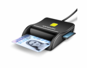AXAGON CRE-SM3SD, USB-A FlatReader 4-slot čtečka Smart card (eObčanka) + SD/microSD/SIM, kabel 1.3 m