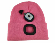 Čepice s čelovkou LED dětská růžová (USB nabíjení)