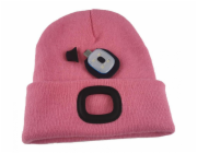 Čepice s čelovkou LED růžová (USB nabíjení)