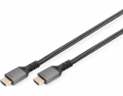 Digitus HDMI Ultra High Speed Anschlusskabel, mit Ethernet, UHD 8K (schwarz/grau, 1 Meter, gesleevt)
