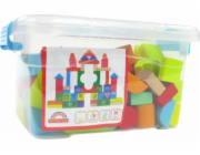 Tupiko Barevné dřevěné kostky - velká nádoba 76 kusů. (TUPI0366)