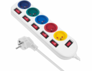 Napájecí lišta 5 zásuvek s vypínači /multi MCE204 M/W
