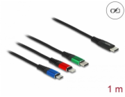 Delock 3 in 1 - Kabel pouze pro nabíjení - 24 pin USB-C s piny (male) do Micro USB typ B, Lightning, 24 pin USB-C s piny (male) - 1 m - černá