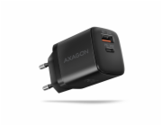 AXAGON ACU-PQ30, Sil nabíječka do sítě 30W, 2x port (USB-A + USB-C), PD3.0/PPS/QC4+/SFC/AFC/Apple, černá