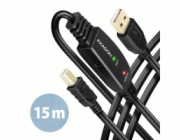 AXAGON ADR-215B, USB 2.0 A-M -> B-M aktivní propojovací / repeater kabel, 15m