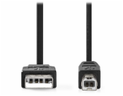 Nedis CCGL60100BK30 USB na USB-B 3m USB 2.0, zástrčka A - zástrčka B, 3m, černý NEDIS kabel USB 2.0/ zástrčka USB-A - zástrčka USB-B/ k tiskárně apod./ černý/ bulk/ 3m