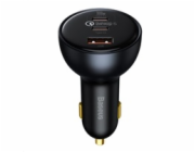 Baseus nabíječka do auta 1x USB-A 2x USB-C Quick Charge 5 160W šedá + kabel USB-C