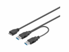 PREMIUMCORD Kabel USB 3.0 2xA - micro (M/F) 30cm DUÁLNÍ (...