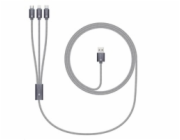 CONNECT IT Wirez 3in1 USB-C & Micro USB & Lightning, silver gray, 1,2 m