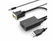 Gembird A-VGA-HDMI-01 Gembird adaptér VGA (M) na HDMI (F) + 3.5 mm audio, 0.15 m kabel, černý