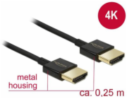 Delock Kabel High Speed HDMI s Ethernetem - HDMI-A samec > HDMI-A samec 3D 4K 0,25 m Slim High Quality
