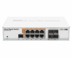 Switch Mikrotik CRS112-8P-4S-IN with QCA8511 128MB, 8xGLAN w PoE-out, 4xSFP, ROS L5, desktop case, PSU