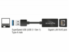 DeLOCK USB 3.2 Gen 1 adaptér, USB-A samec > RJ-45 samice