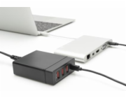 Digitus 4-portová USB nabíječka, 72 W, 1xUSB-C (PD), 5,9,15,20V / 3A, 3x USB-A 5V / 2,4A, černá