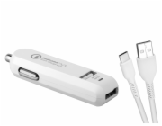 AVACOM CarMAX 2 nabíječka do auta 2x Qualcomm Quick Charge 2.0, bílá barva (USB-C kabel)