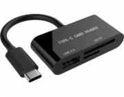 Gembird UHB-CR3-02 čtečka karet USB 3.2 Gen 1 (3.1 Gen 1) Type-C Černá