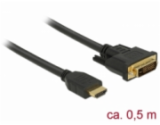 Delock - Kabel adaptéru - HDMI s piny (male) do DVI-D s piny (male) - 50 cm - trojnásobně stíněný - černá - křídlové šrouby
