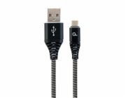 GEMBIRD Kabel USB 2.0 AM na MicroUSB (AM/BM), 2m, opletený, černo-bílý, blister, PREMIUM QUALITY
