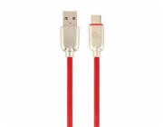 GEMBIRD Kabel USB 2.0 AM na Type-C kabel (AM/CM), 1m, pogumovaný, červený, blister, PREMIUM QUALITY