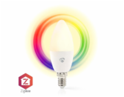 NEDIS chytrá LED žárovka/ Zigbee 3.0/ E14/ 4,9W/ 230V/ 470lm/ teplá až studená bíla/ 2200–6500K/ RGB/ stmívatelná