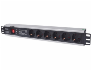 Intellinet 19" 1.5U Rackmount 6-Way Power Strip - German Type, rozvodný panel, 6x DE zásuvka, 3m kabel,přepěťová ochrana