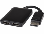 PremiumCord MST adaptér DisplayPort 1.2 - 2x HDMI, rozšíření+zrcadlení+2 obrazy, 4K*2K@60Hz