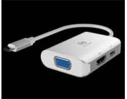 PremiumCord Převodník USB3.1 typ C na HDMI + VGA + PD charge, Aluminium pouzdro