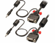 Kabel Lindy D-Sub (VGA) -D-sub (VGA) + Jack 3,5 mm 10m černá