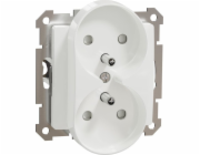 Dvojitá zásuvka Schneider Electric Sedna Design&Elements s bílým zemním povrchem