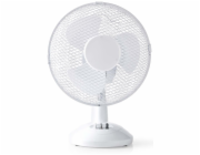NEDIS FNTB10CWT23 stolní ventilátor/ průměr 23 cm/ výkon 22 W/ 2 rychlosti/ funkce oscilace/ kabel 1,5 m/ bílý