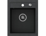 Steiner Johnny 100 Steinra umyvadlo Stehingran Black Granite 1-Chamber Z/O (43x50x20), se sifonem a plug nerezovou ocelí