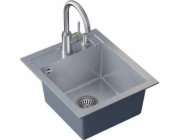 Steiner Art Johnny 100 (43x50x20,3) Sink Steingran Art Silver s manuálním sifonem, naomi baterií a dávkovač - stříbro