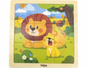 Dřevěné puzzle pro nejmenší Viga 9 ks Lev
