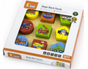 Dřevěné vkládací puzzle tvary s autíčky Viga