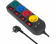 Power Strip s přepínači 4 zásuvky + 2xusb prodlužovací kabel MCE229B Black