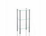 KELA Regál LARS rohový, chróm / sklo, 3. patrový KL-18100