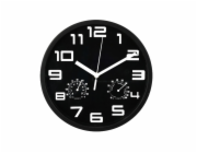 SEGNALE Nástěnné hodiny s teploměrem a vlhkoměrem 25 cm černá KO-837362300cern