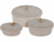 HOMESTYLING Sada úložných košíků s víkem 3 ks šedá KO-KR2002820