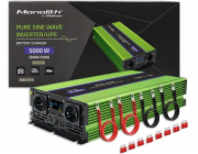 Převaděč monolitního napětí Qoltec Baterie se nabíjí UPS 2500 W | 5000W | 12V na 230V | Čistý sinus LCD