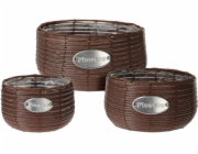 PROGARDEN Květináč proutěný sada 3 ks FLOWERS GARDEN 29 / 25 / 19 cm hnědá KO-430001150