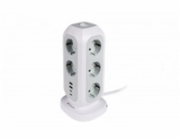 VERBATIM EU Power Tower EUPT-01 Nabíjecí stanice ,11x230V, 2xUSB-C, 2x USB-A