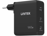 UNITEK CHARGER P1115A GaN 2x USB-C 1x USB-A PD 140W BLACK