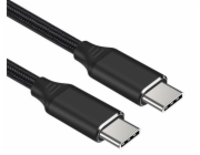 Kabel USB-C M/M 1,5m , 240W 480Mbps černý bavlněný oplet, 1,5m