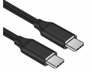 PREMIUMCORD Kabel USB-C M/M, 240W 480Mbps černý bavlněný oplet, 2m