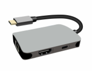 PremiumCord ku31dock18 PREMIUMCORD Adaptér USB-C na HDMI + RJ45 + PD adaptér, hliníkové pouzdro